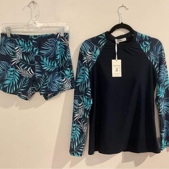 NWT 2 PIECE FUN IN THE SUN/BEACH/GYM BY CHARMING & MODERN JASAMBAC SHORTS w/TOP - Picture 1 of 7